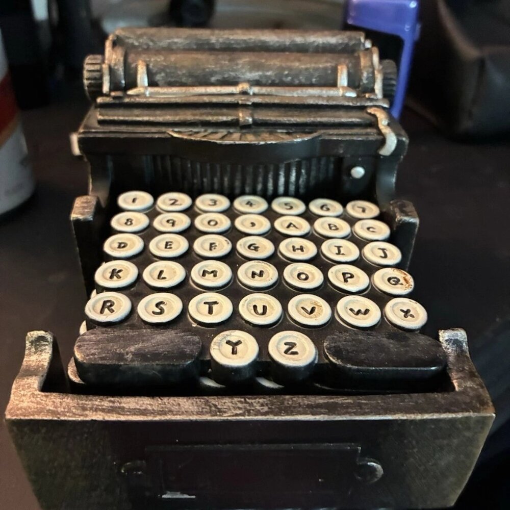 Retro Typewriter Coaster Set-5 pc-Vintage Style Holder & 4 Letter Type Coasters